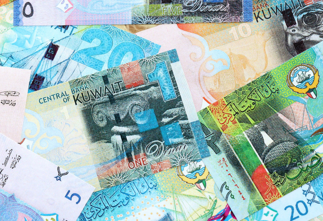 Kuwaiti dinar currency money bills
