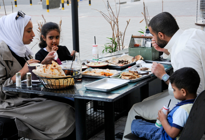 The intimate Arabic restaurant BUADNAN in the center of the capital of Kuwait