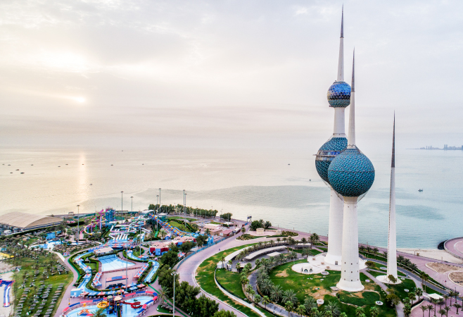 Park in kuwait in sunrise sky view