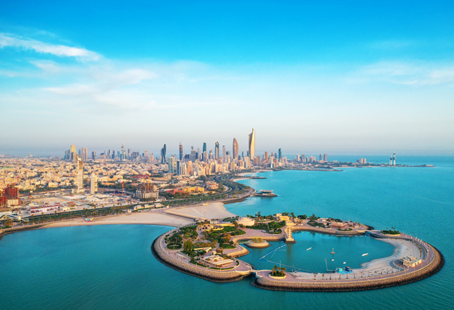 The Green Island with the skyline of the city of Kuwait