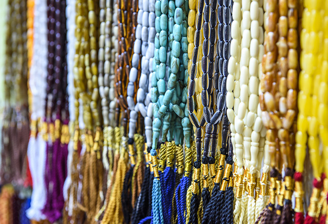 Colorful Islamic prayer beads in Kuwait