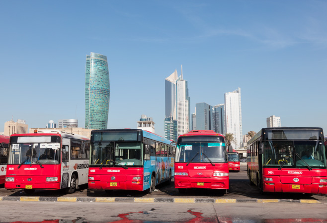 Public Buses at the Bus Station in Kuwait