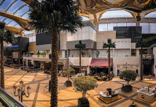 Beautiful picture of The Avenues Mall from the top in the early morning
